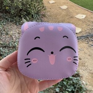 Cute cat zipper handbag/coin bag in purple.
